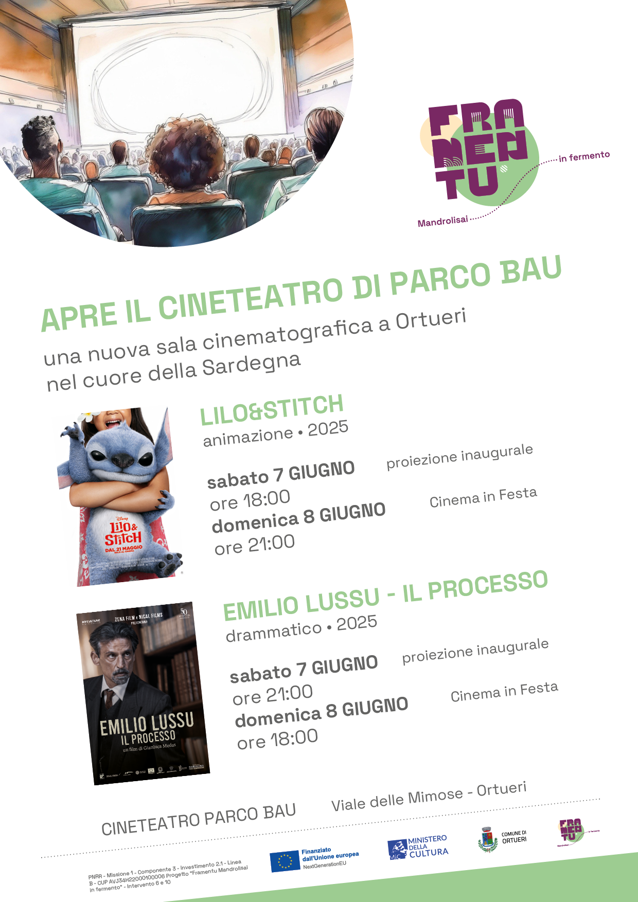 Al momento stai visualizzando A Ortueri inaugura il nuovo Cineteatro di Parco Bau: due giorni di proiezioni per celebrare l’apertura